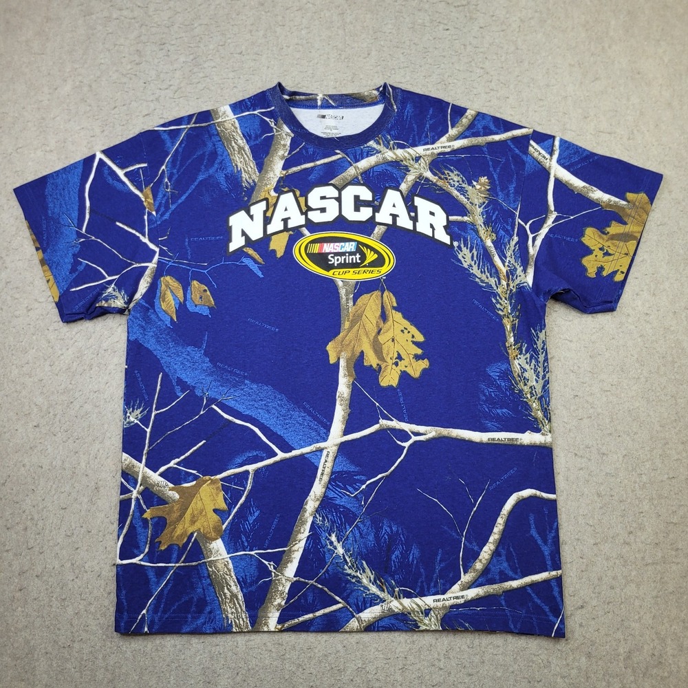 Vintage Dead Stock All Over Print NASCAR Mens XL Realtree Camo Racing Tee NEW